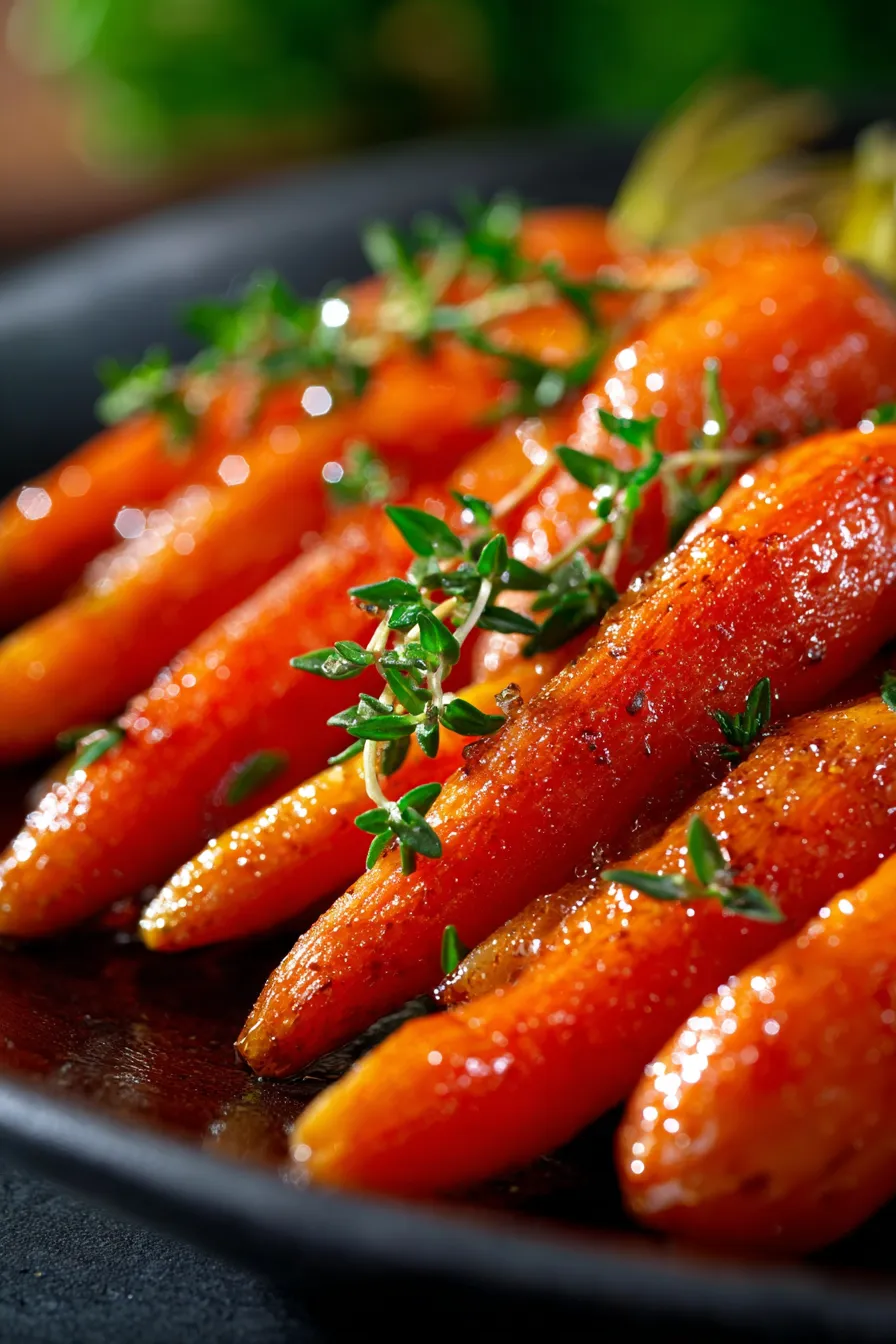 Rustic roasted carrots on baking sheet