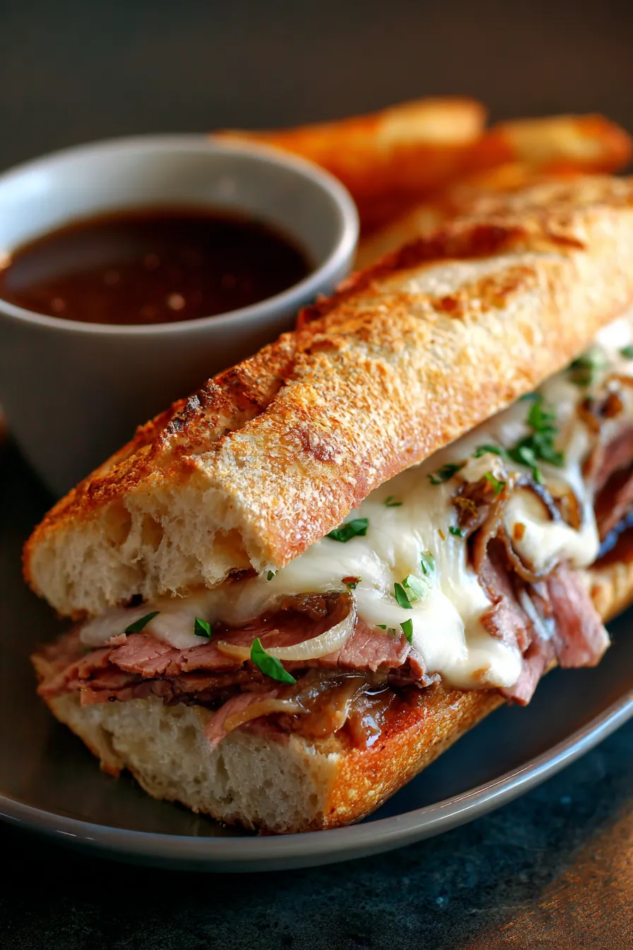 Slow Cooker French Dip-shredded beef-closeup