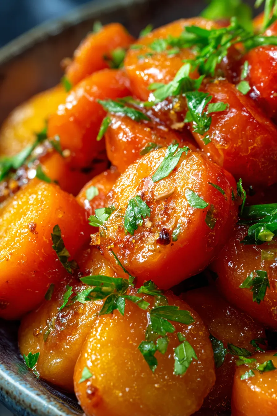 Slow Cooker Glazed Carrots - close up - texture
