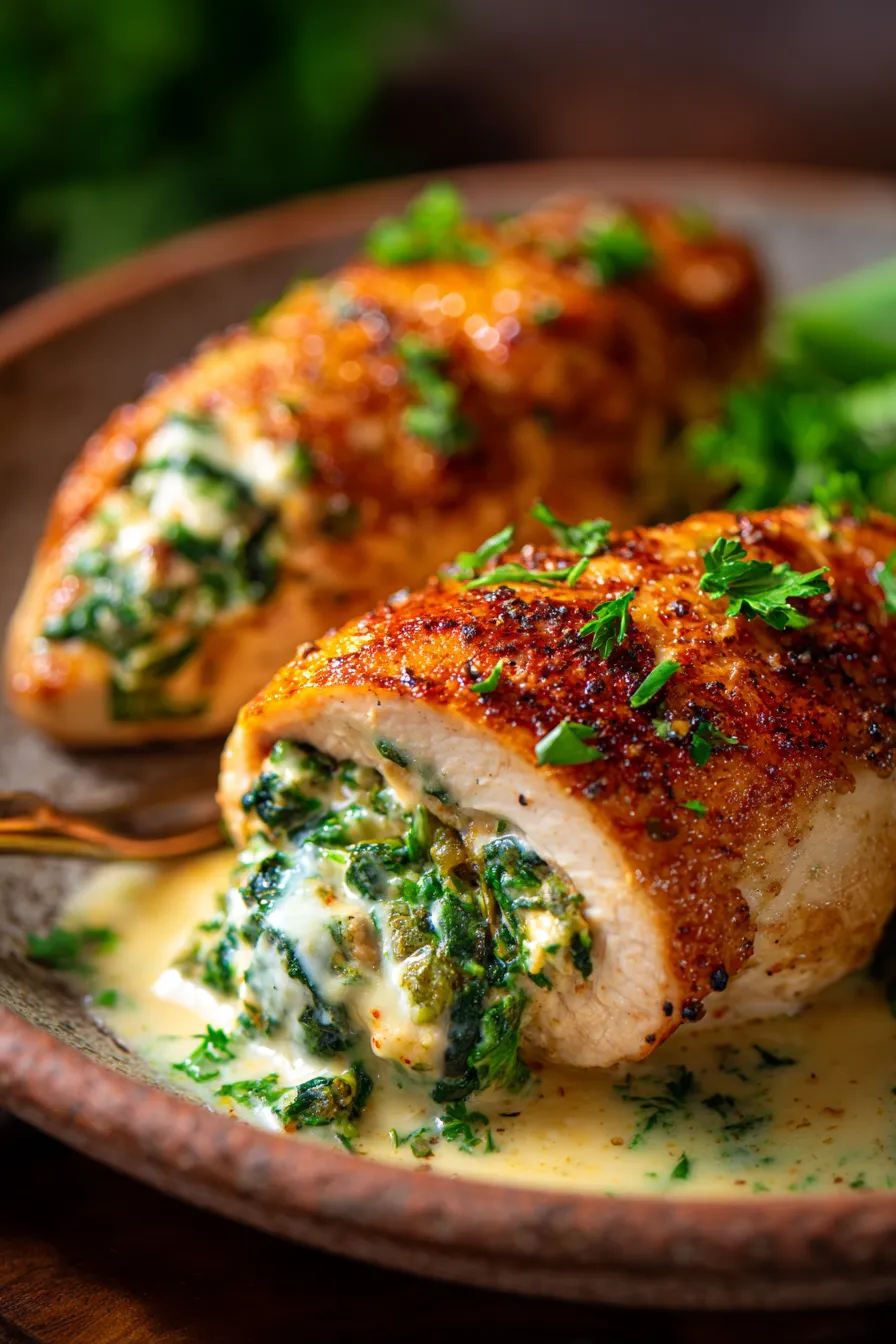 Spinach Stuffed Chicken-overhead-dinner