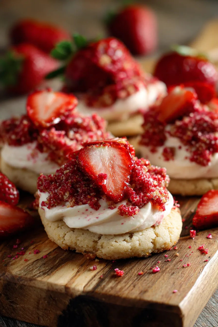 Strawberry Crunch Shortcake Cookies-frosting-detail