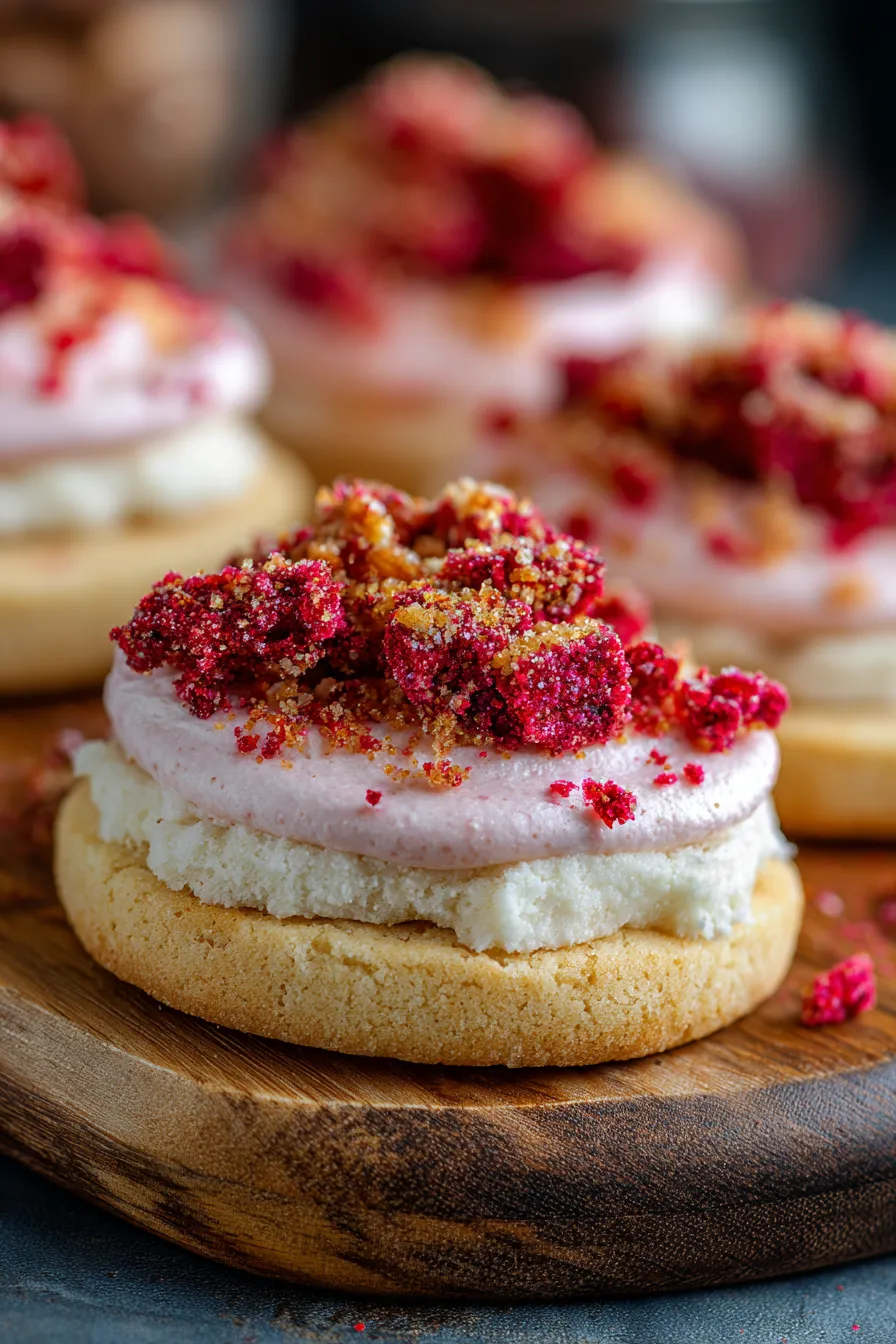 Strawberry Crunch Shortcake Cookies-plate-colorful