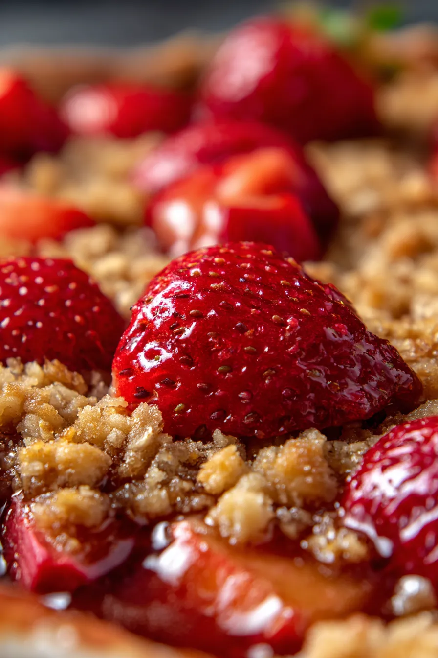 Strawberry Rhubarb Crumble-closeup-texture