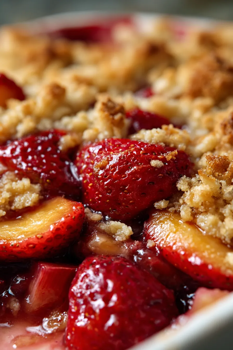 Strawberry Rhubarb Crumble-slice-serving