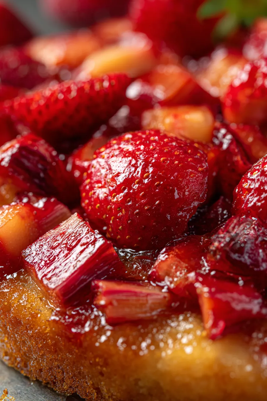 Strawberry Rhubarb Upside Down Cake-ingredients-flatlay