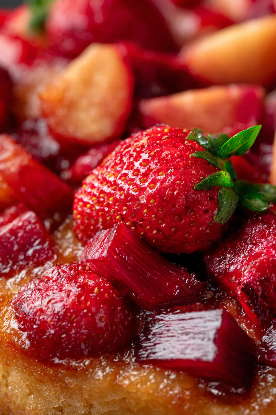 Strawberry Rhubarb Upside Down Cake-texture-detail