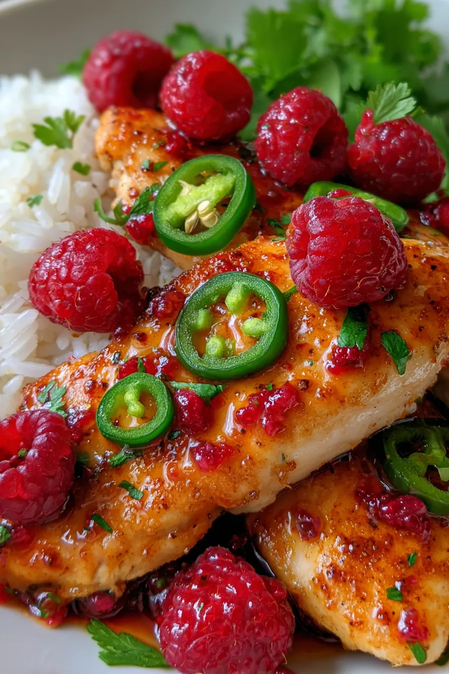 Sweet & Spicy Jalapeño Raspberry Chicken Recipe-sauce-closeup-texture
