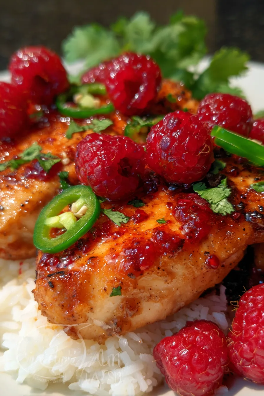 Sweet & Spicy Jalapeño Raspberry Chicken Recipe-serving-family-style