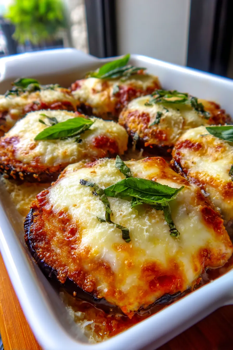 Baked Eggplant Parmesan-golden-brown-crust