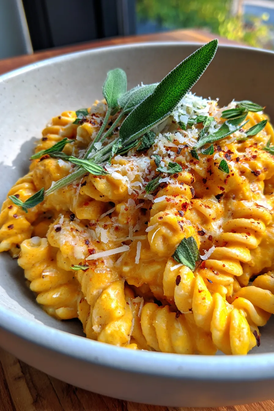 Butternut Squash Pasta Sauce - Mad About Food-plated-sideview