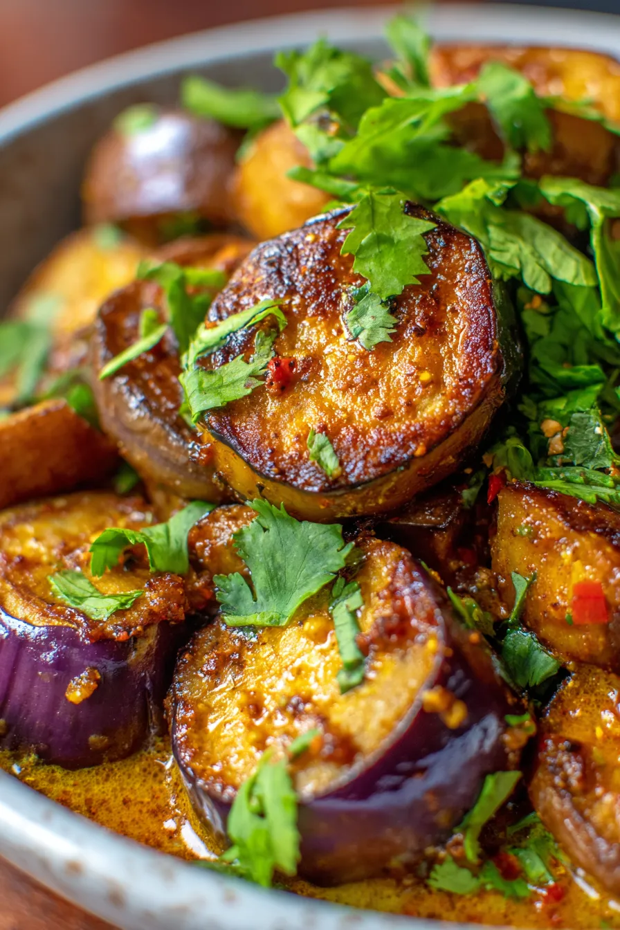 Buttery-tender Eggplant Curry, vibrant spices, rich sauce