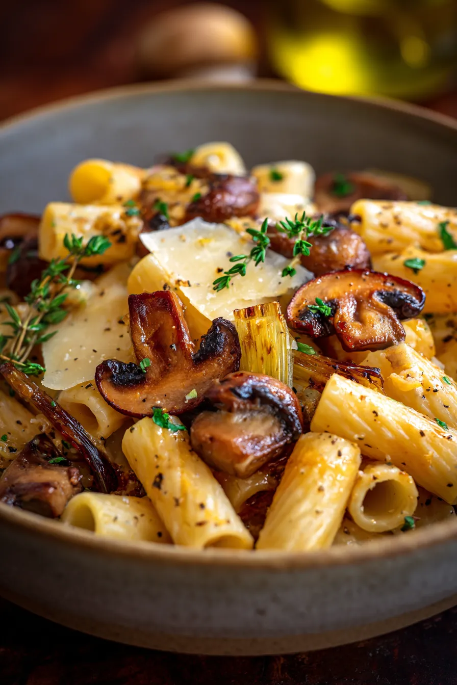 Caramelized Leek and Mushroom Gruyere Pasta – leeks mushrooms sautéing texture