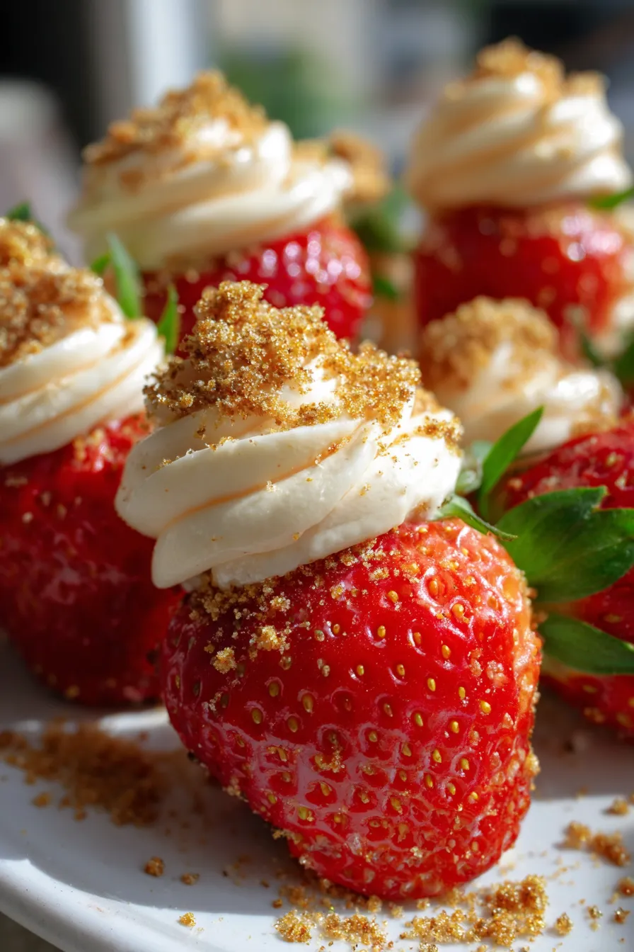 Cheesecake Deviled Strawberries-filling-texture-closeup