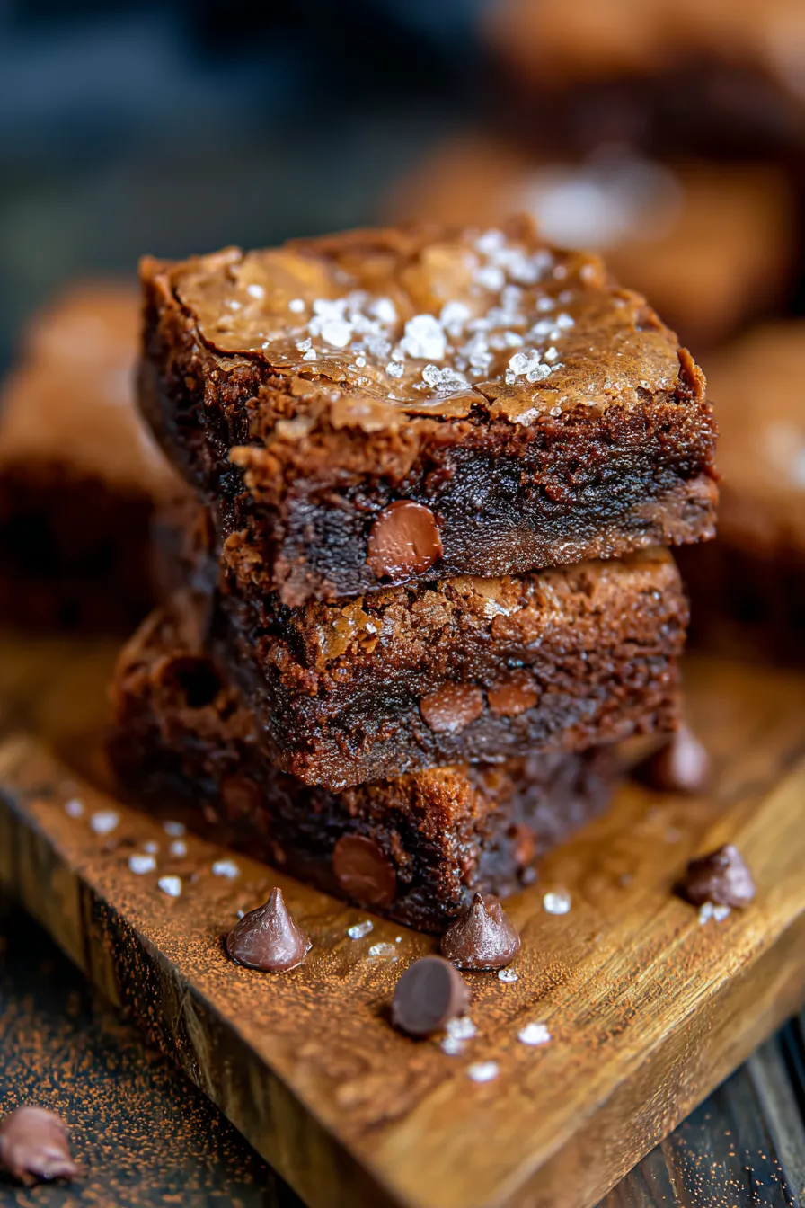 chocolate chip brookies stack
