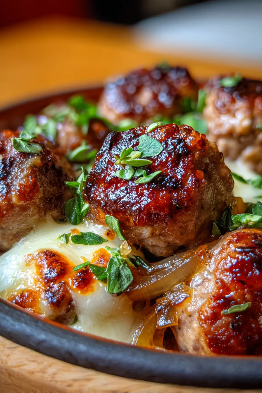 Comfort food meal prep french onion meatballs