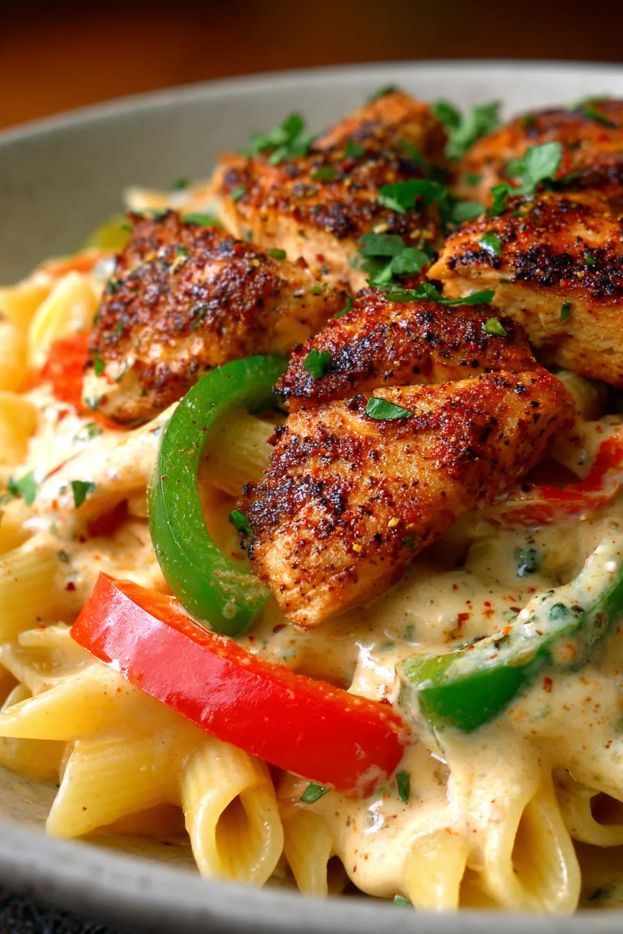 Creamy Cajun Chicken Pasta-plated-meal