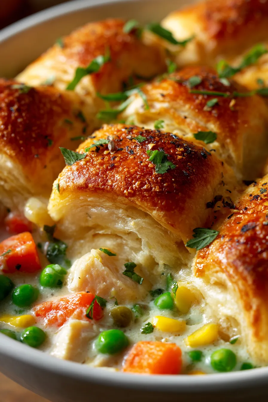 creamy chicken pot pie-texture-closeup