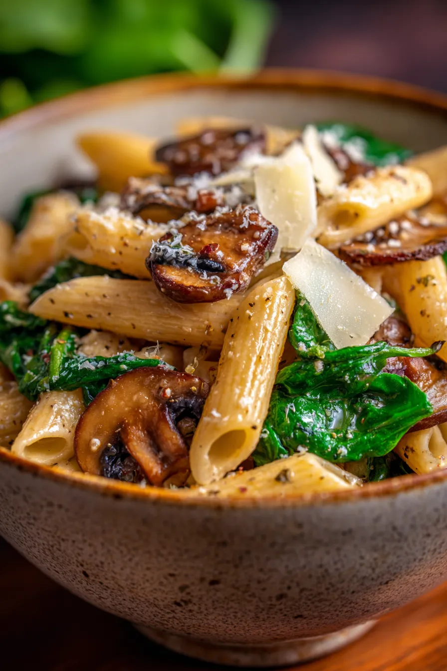 Creamy Parmesan Spinach Mushroom Pasta-ingredients-prep