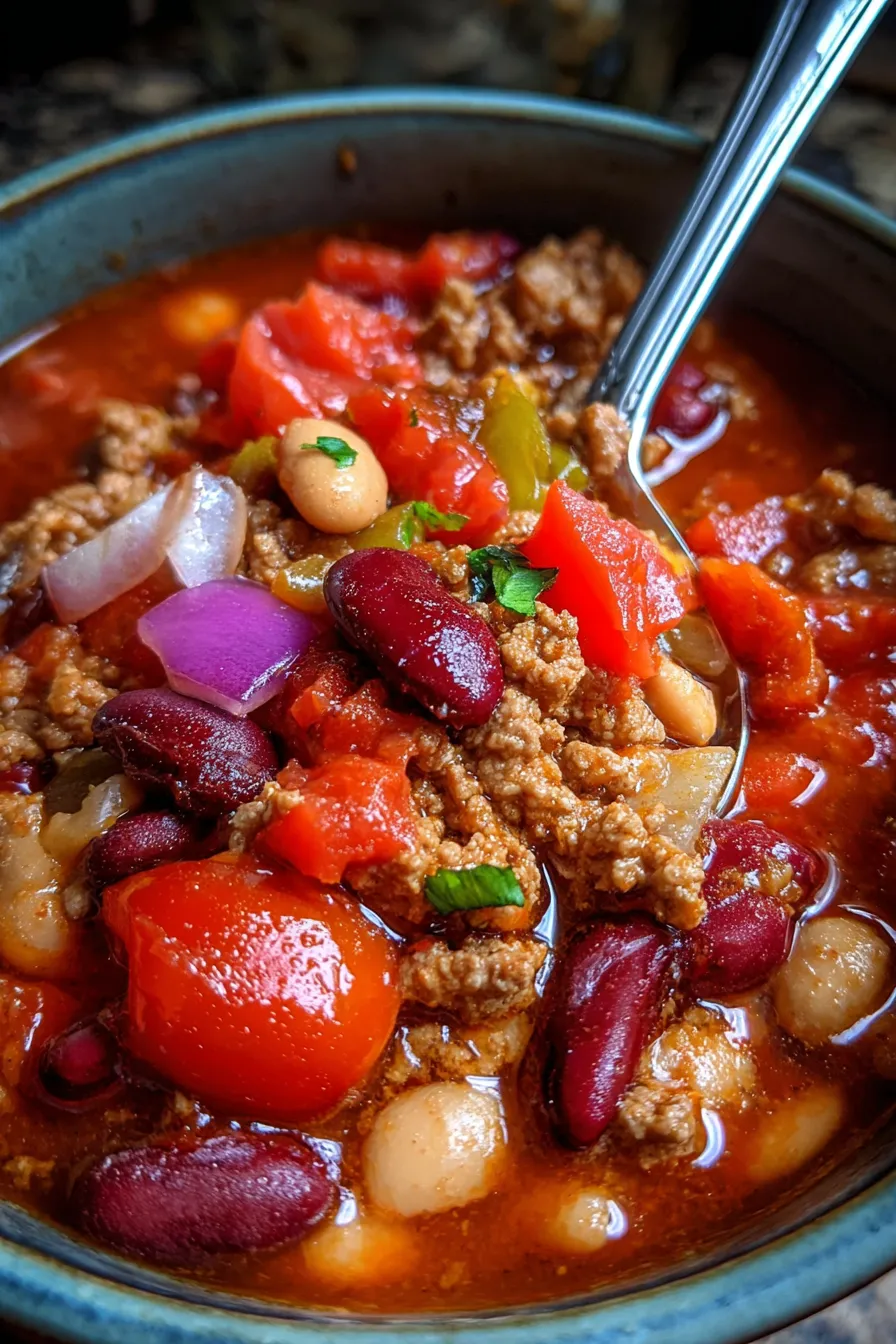 Crockpot Chili-with-toppings
