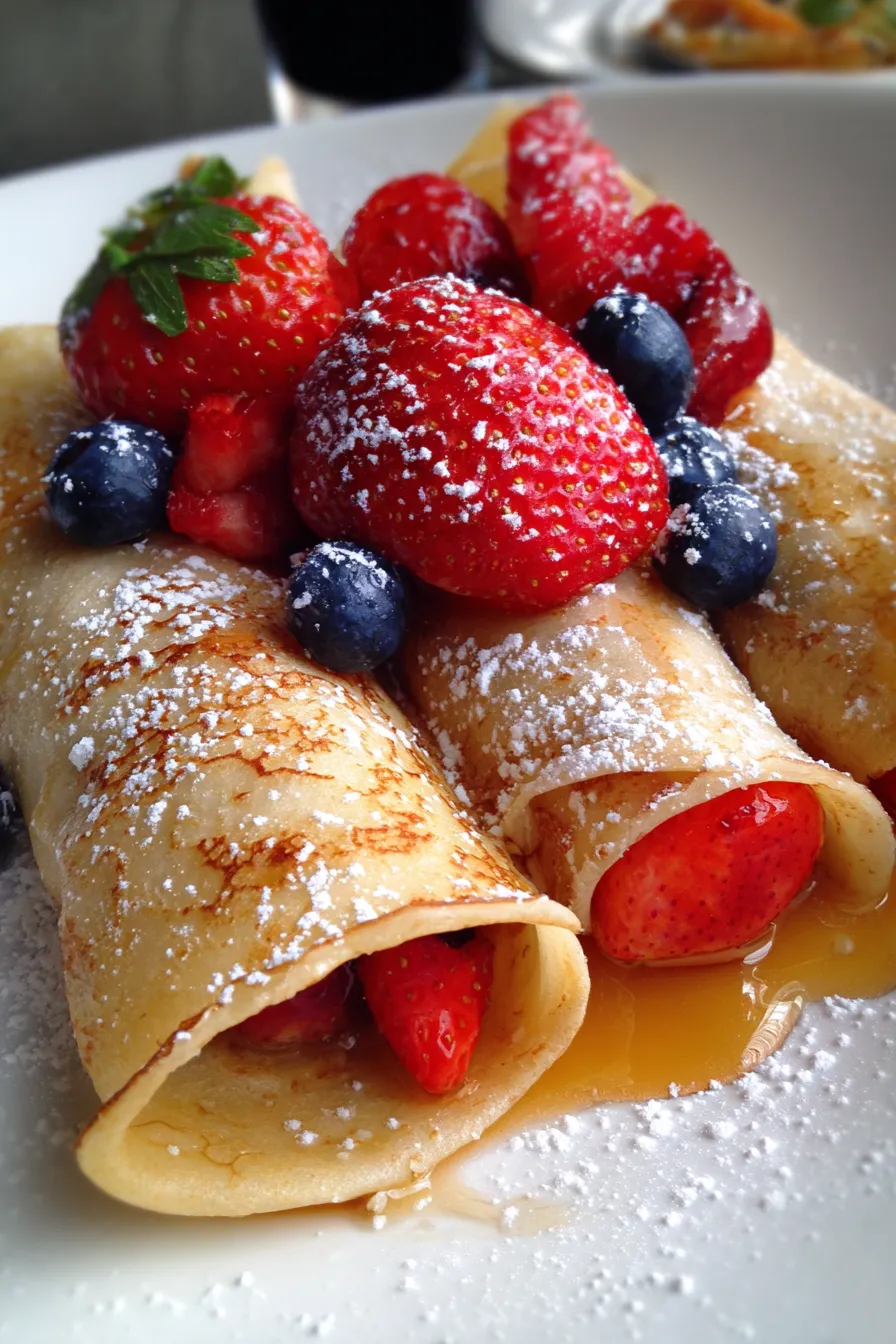 Delicious Crepes Recipe-served-syrup-light