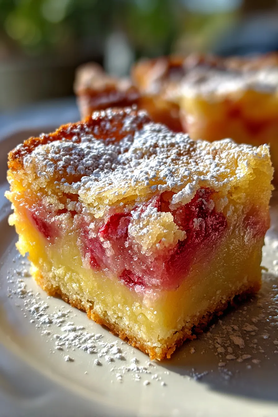 Easy Lemon Rhubarb Bars-closeup-texture