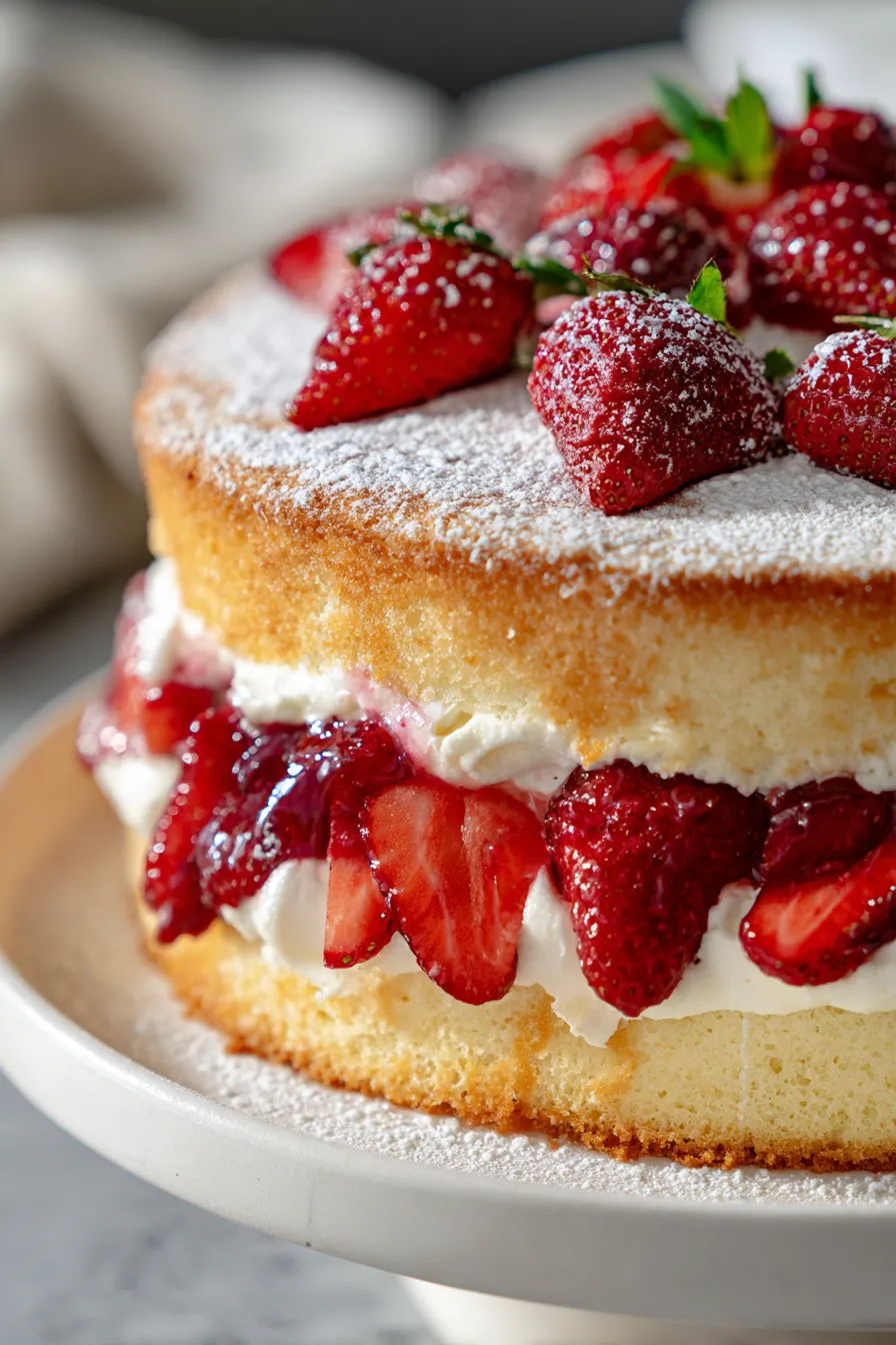 French Strawberry Cake-slice-closeup-texture