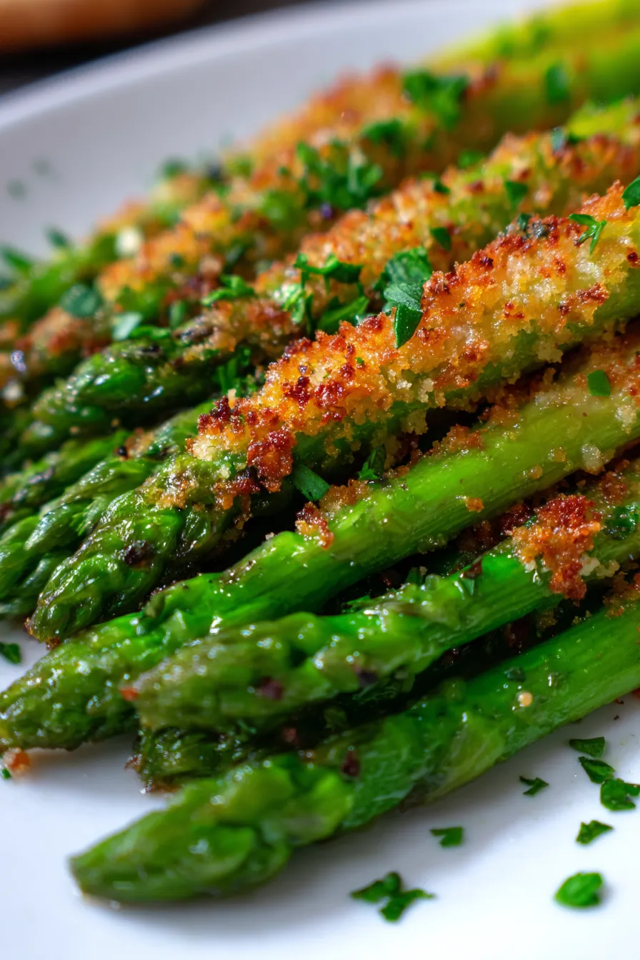 fresh asparagus with Parmesan crumbles
