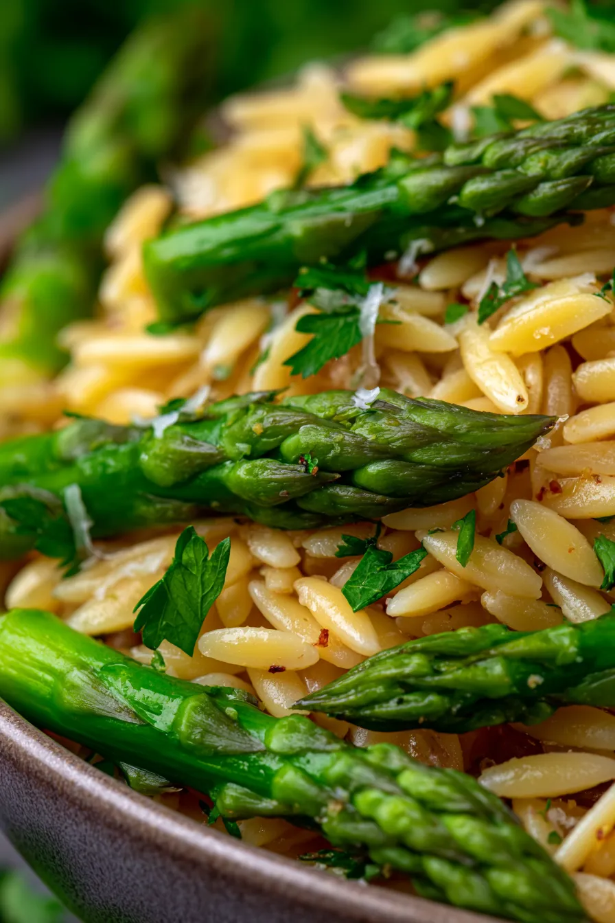 Garlic Butter Asparagus Orzo-ingredients-spread