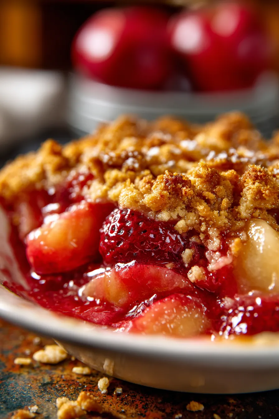 Grandma's Rhubarb Crisp Recipe - Made Without Strawberries-crisp topping close up