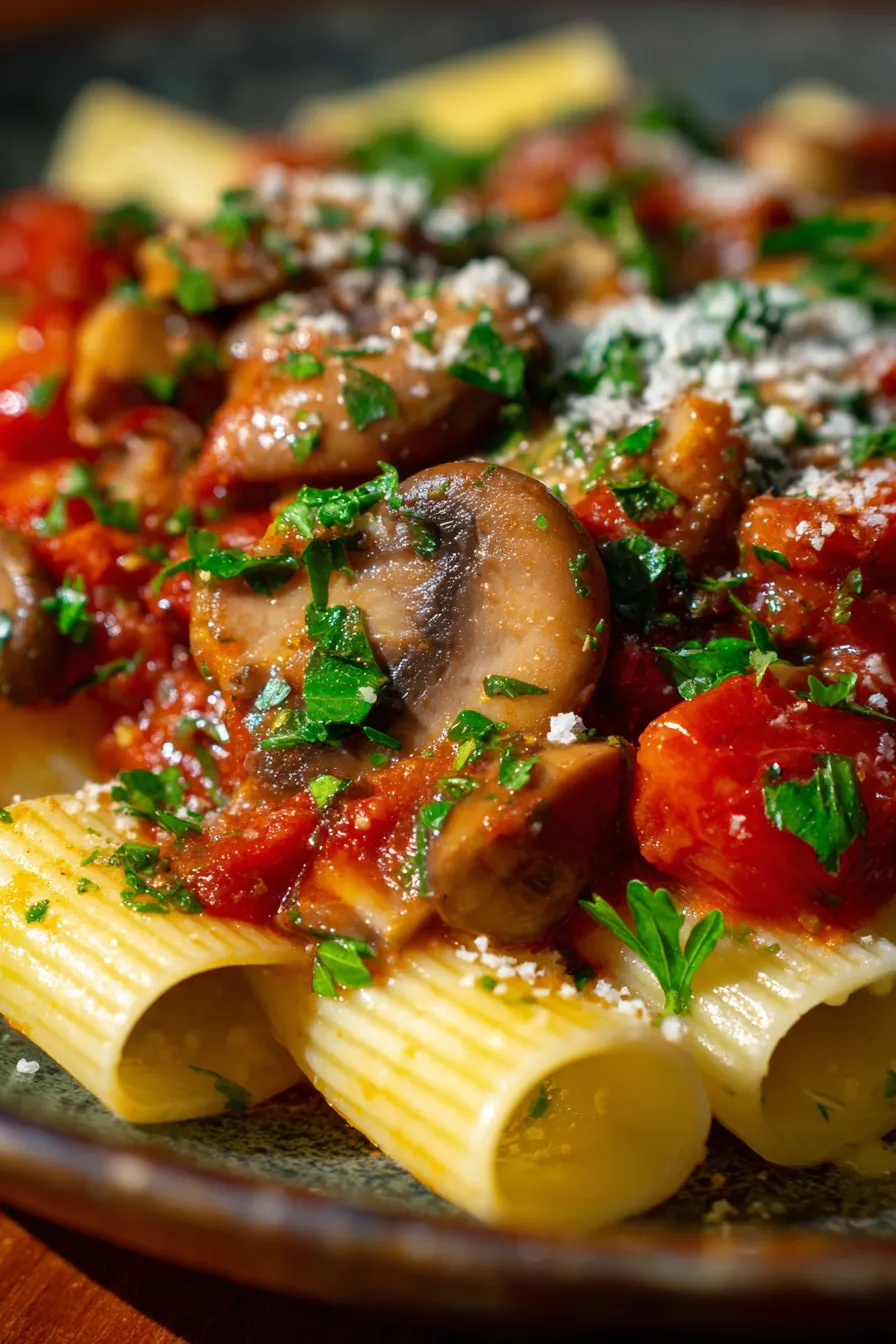 Hearty Mushroom Ragu steaming bowl