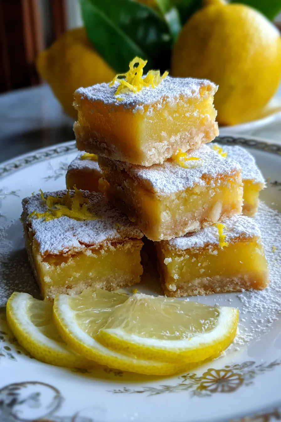 homemade lemon squares powdered sugar