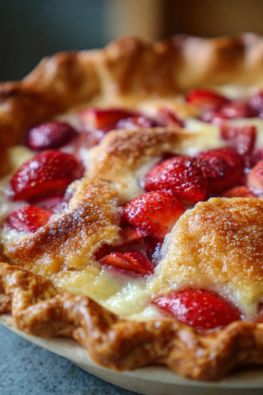 Ingredients for Strawberry Rhubarb Custard Pie, overhead shot