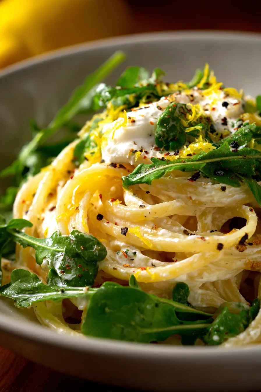 Lemon Ricotta Pasta With Arugula •-bowl-garnish