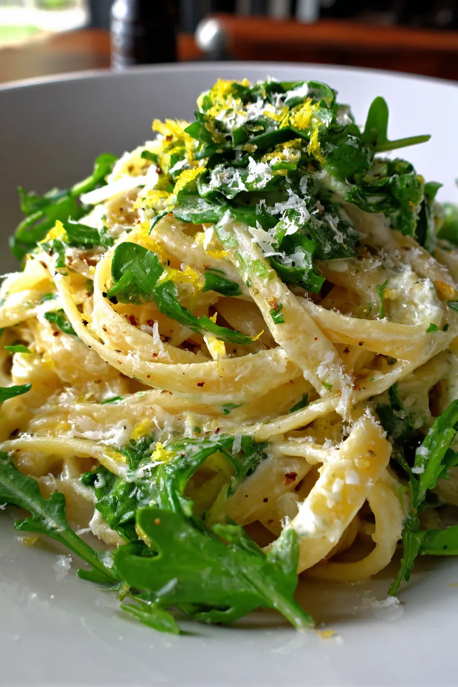 Lemon Ricotta Pasta With Arugula-plated-comfort