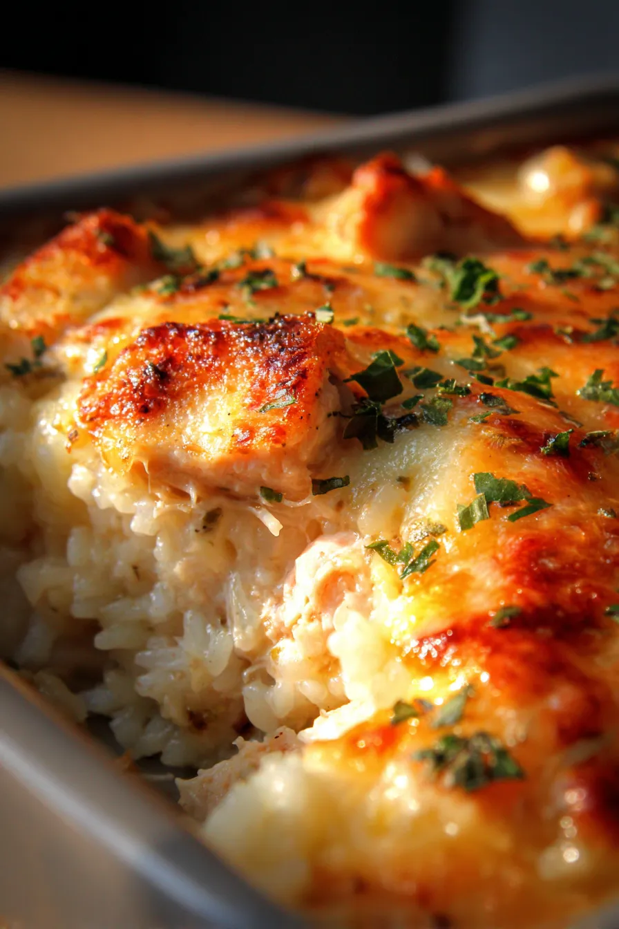 Mamaw's Creamy Chicken and Rice Casserole-serving-spoonful