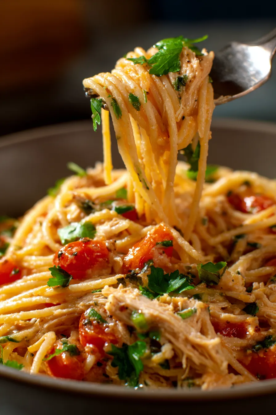 Monterey Chicken Spaghetti-serving-bowl-closeup