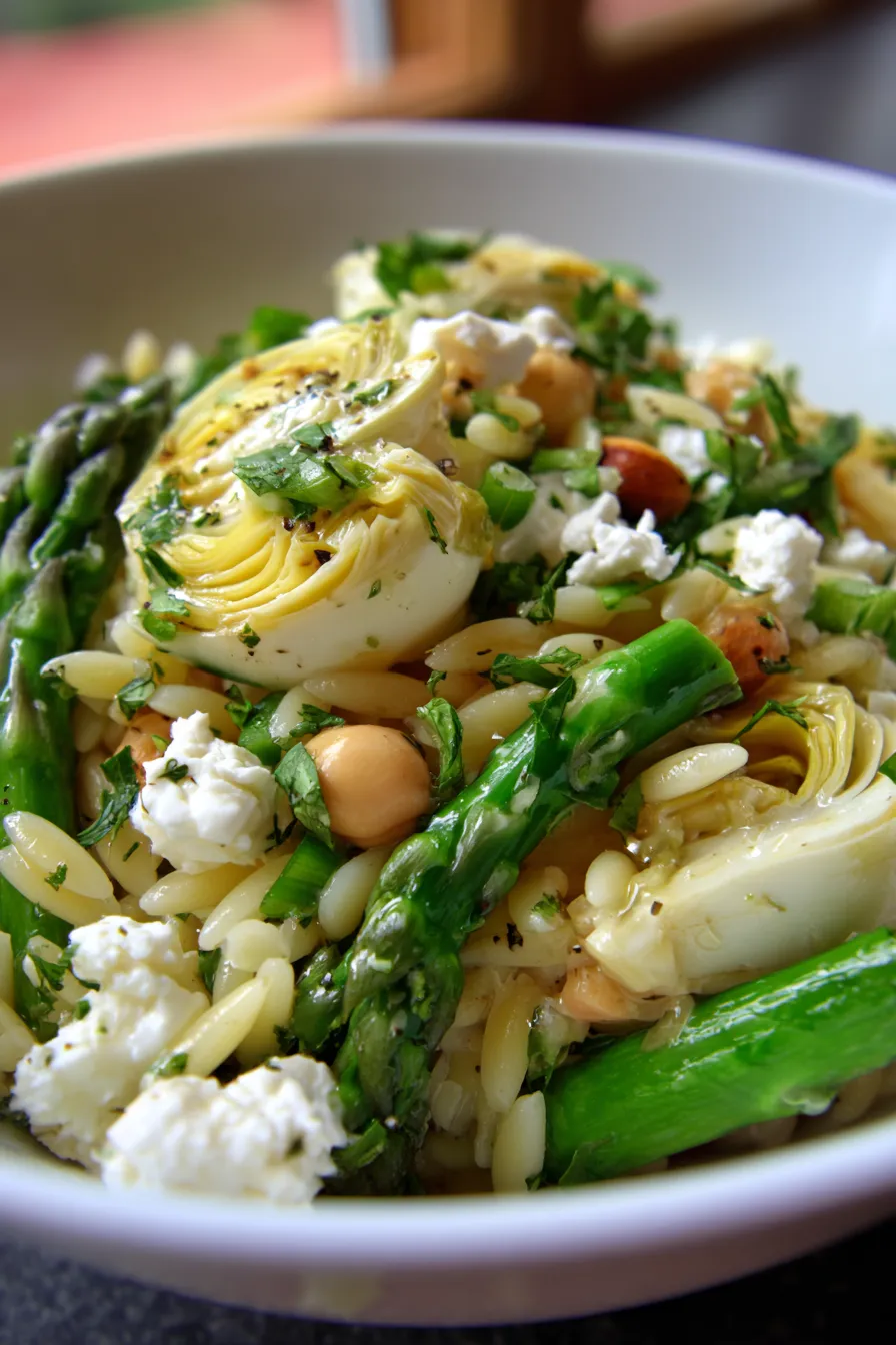 Orzo Salad with Asparagus, Artichoke Hearts and Feta-ingredients-fresh