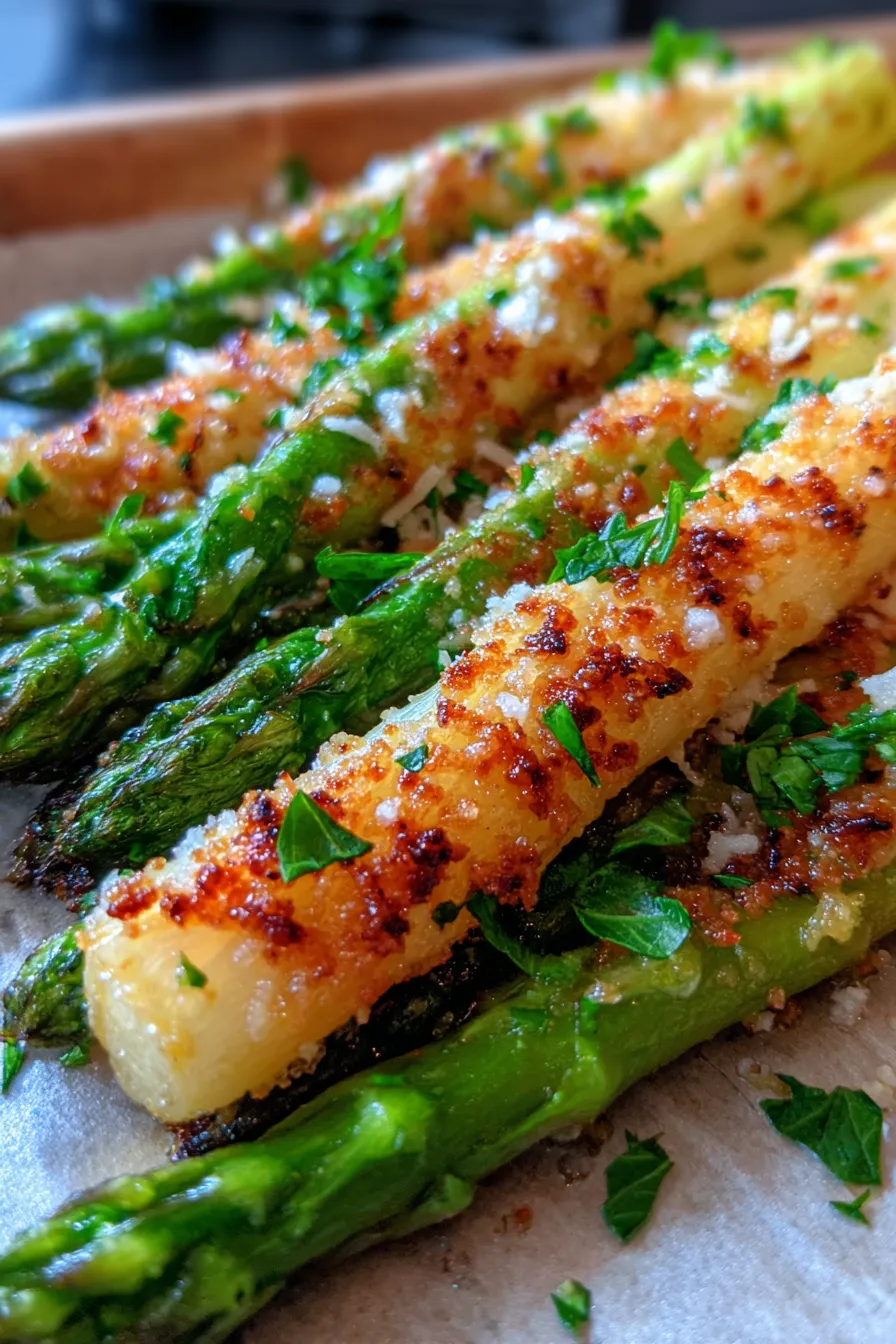Oven Roasted Parmesan Asparagus-crisp-tender-closeup