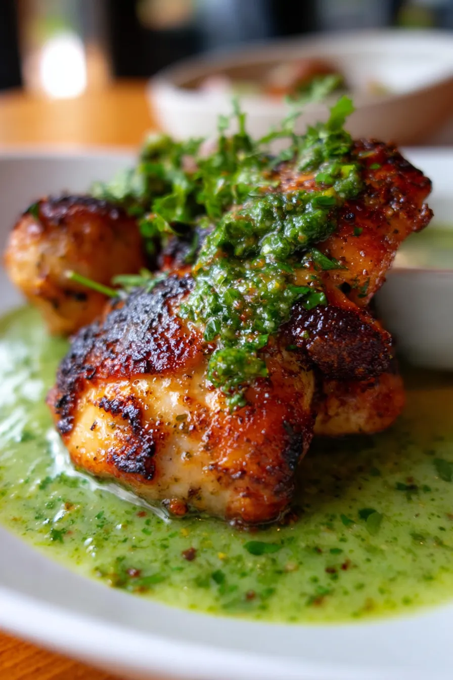 Peruvian Chicken with Green Sauce-serving-platter