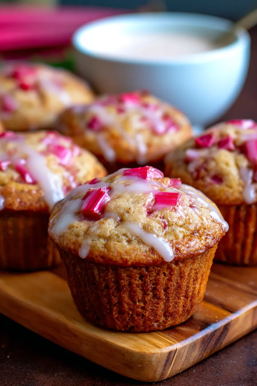 Rhubarb Muffins (without Butter and with Yogurt!)-baked muffins