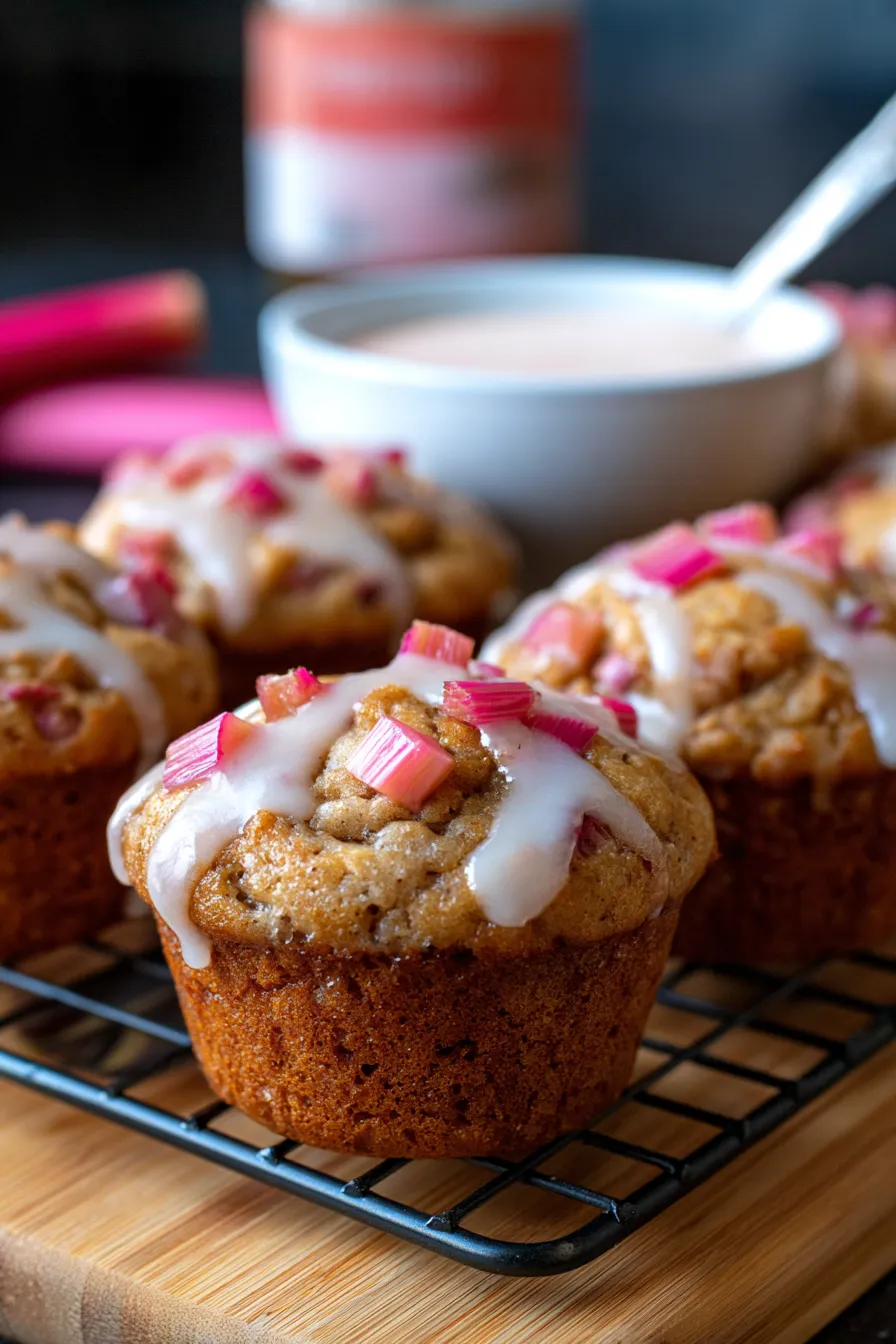 Rhubarb Muffins (without Butter and with Yogurt!)-close up texture