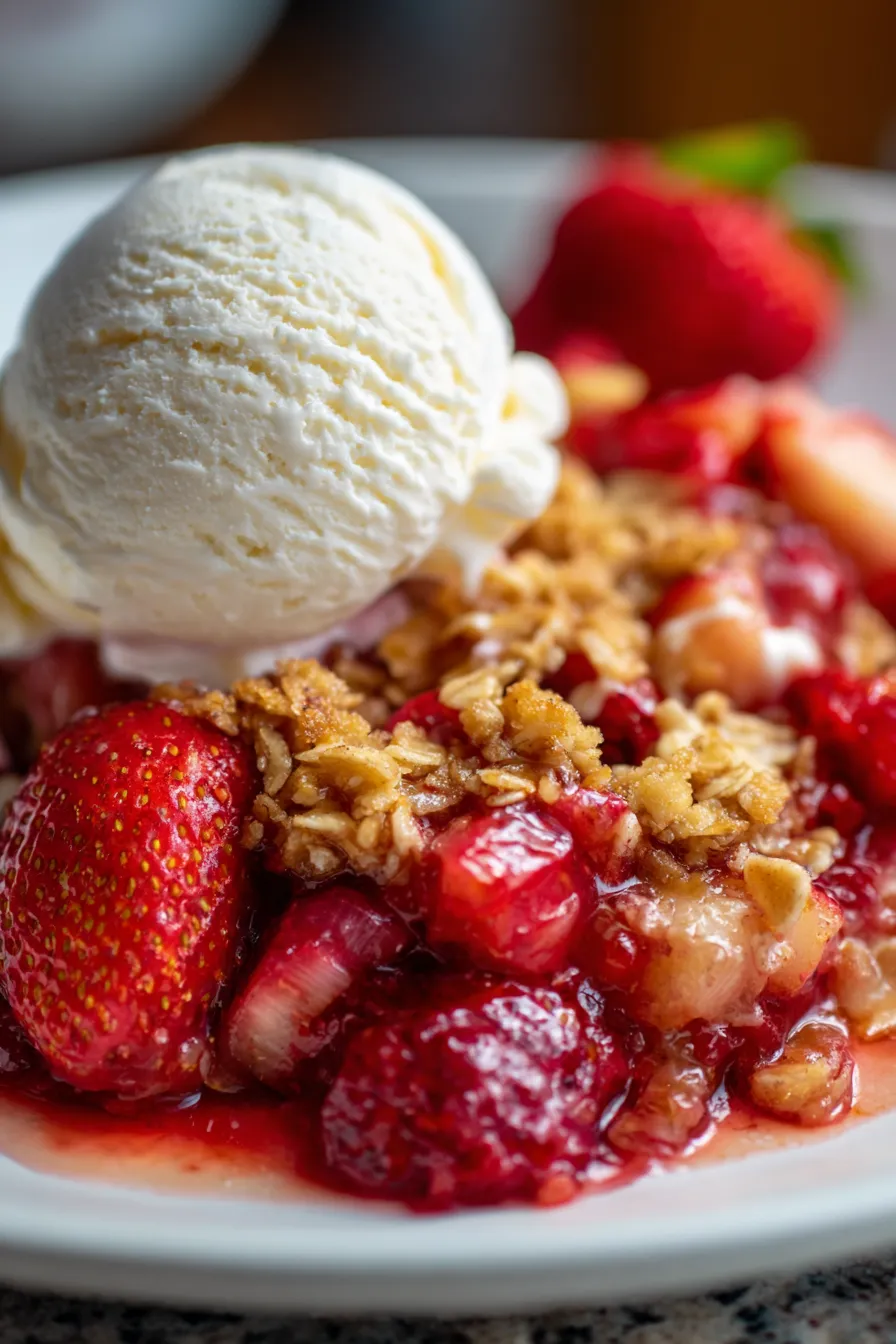 Rhubarb Strawberry Crisp close-up
