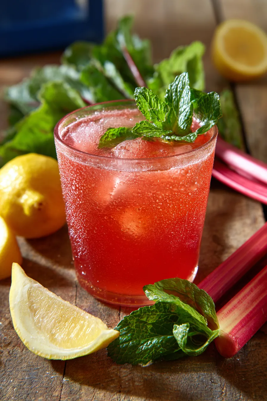 Rhubarb Tea recipe, family gathering, summer table, pitcher pouring