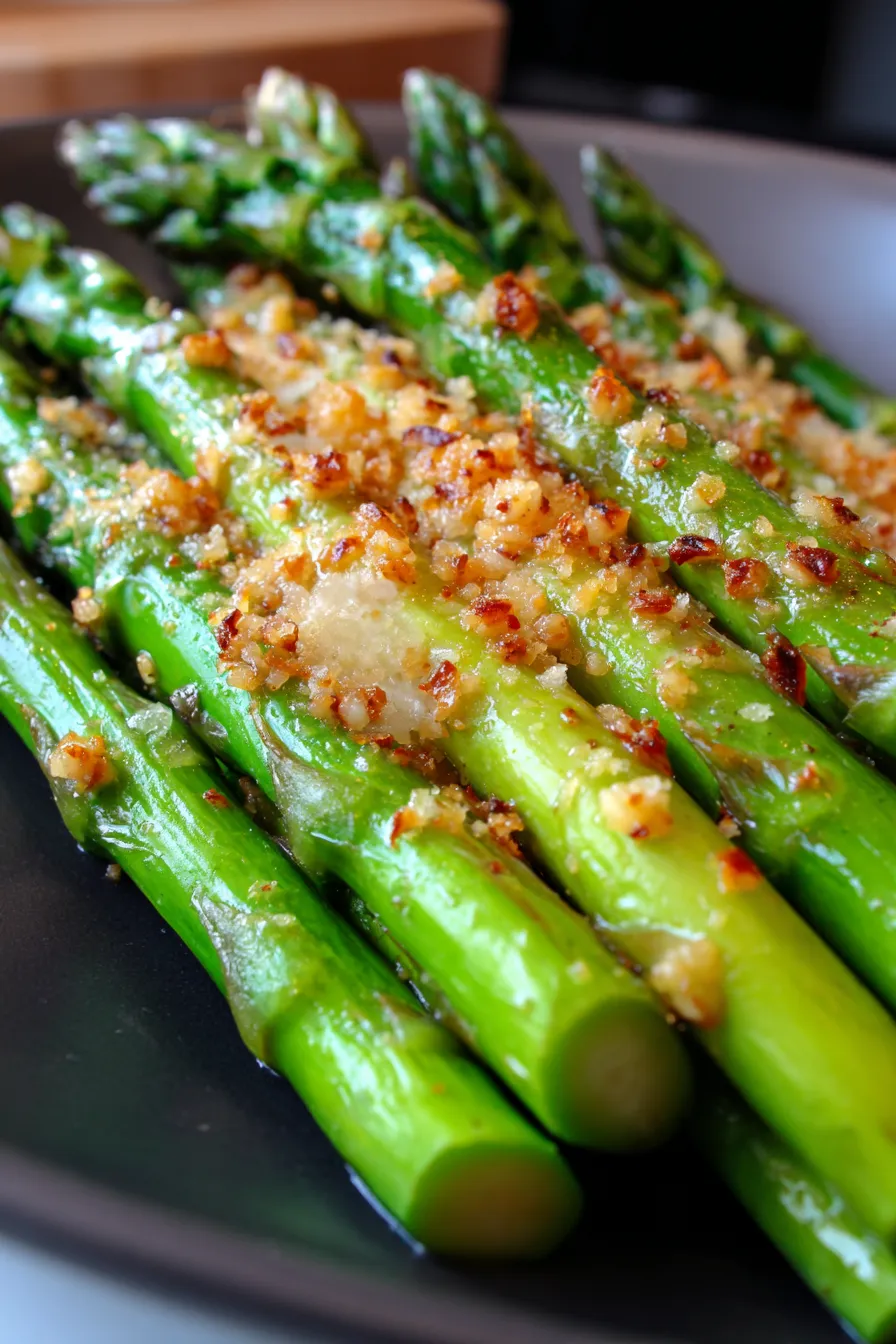 Roasted Asparagus with Parmesan and Garlic-serving-dinner
