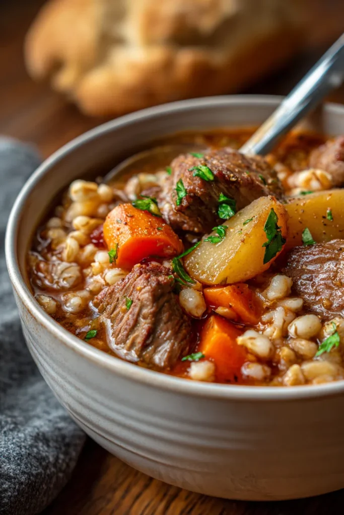 Slow Cooker Beef Barley Soup Recipe