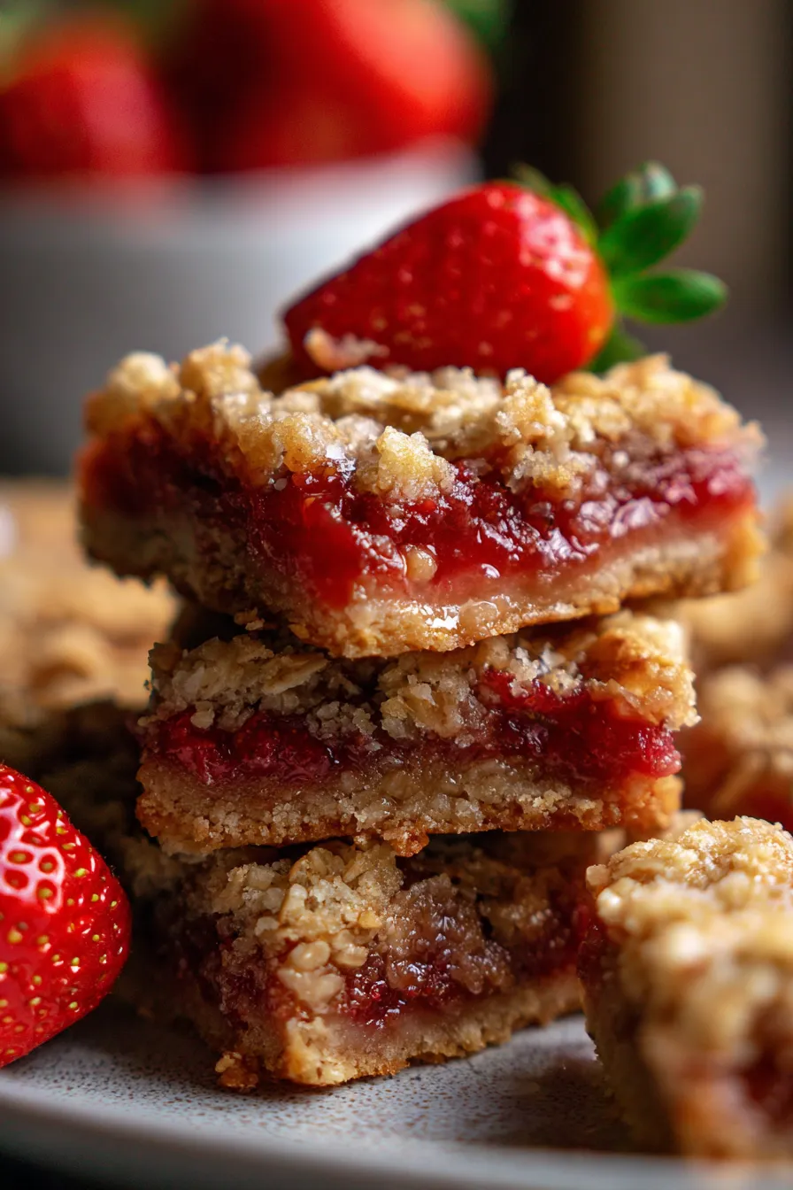 Strawberry Oatmeal Crumble Bars-texture-closeup