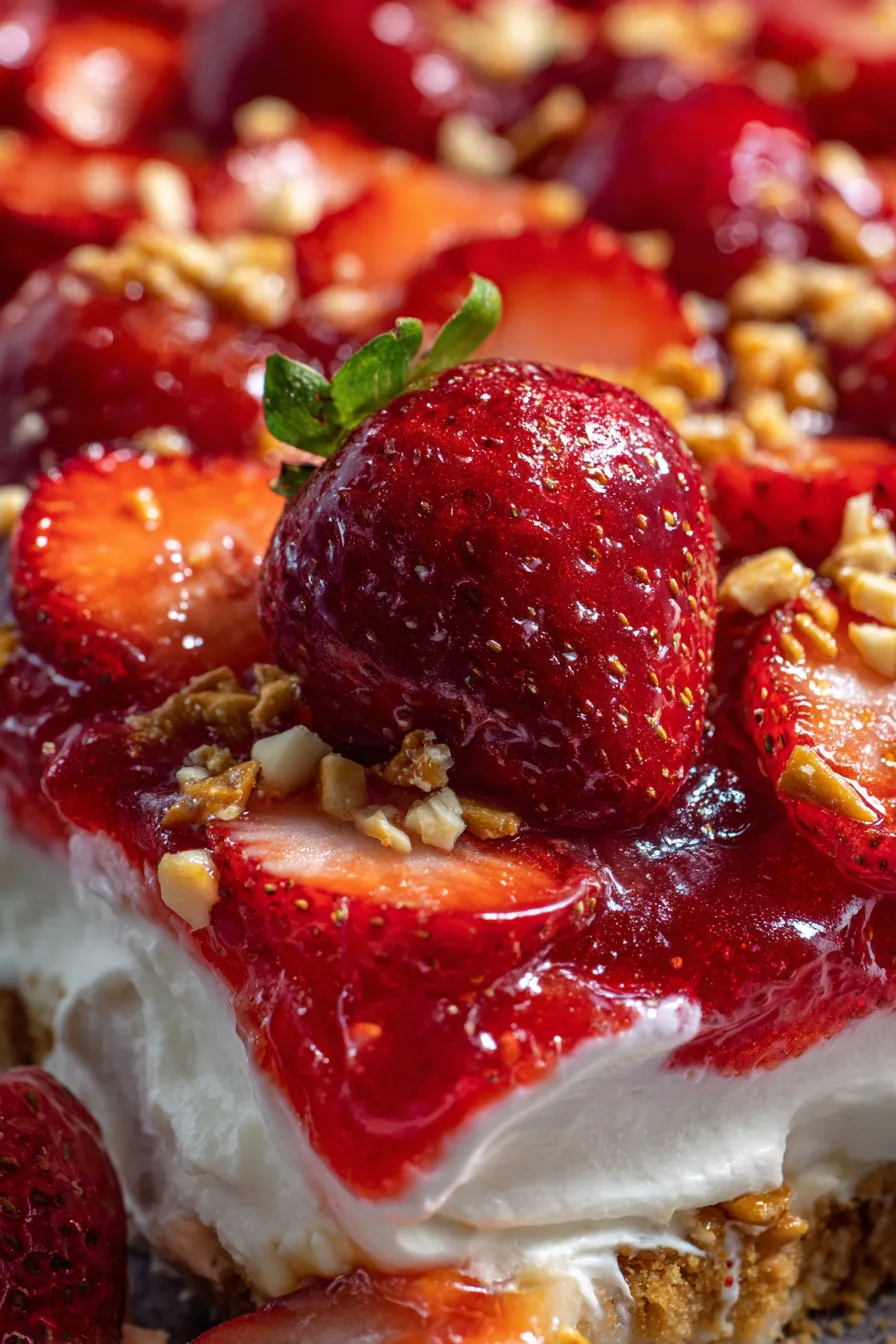 Strawberry Pretzel Dessert-closeup-texture