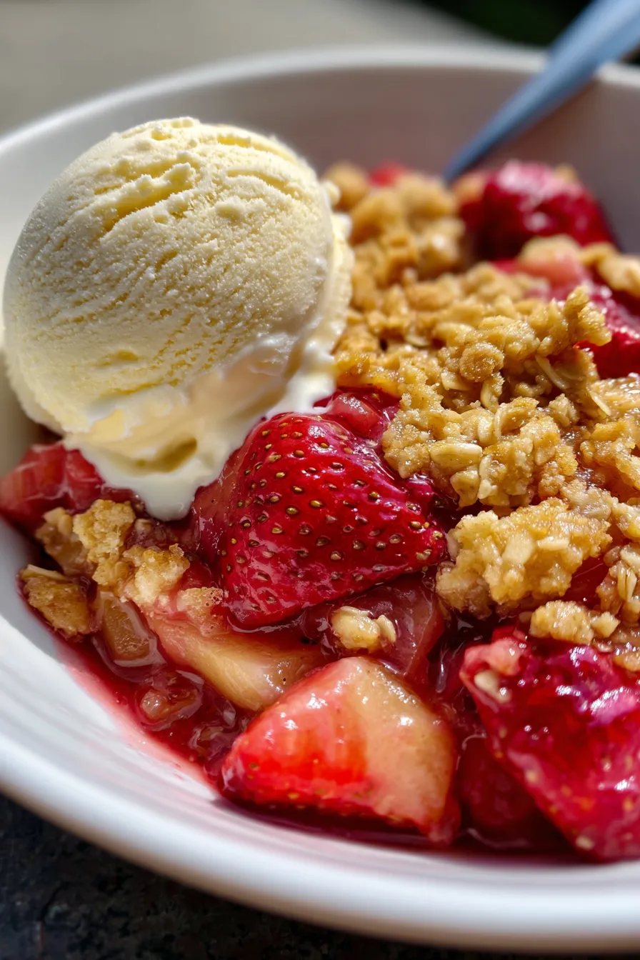 Strawberry Rhubarb Crisp serving