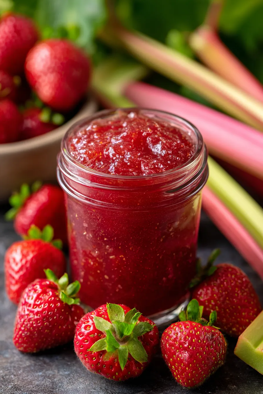 strawberry rhubarb jam-scones-serving