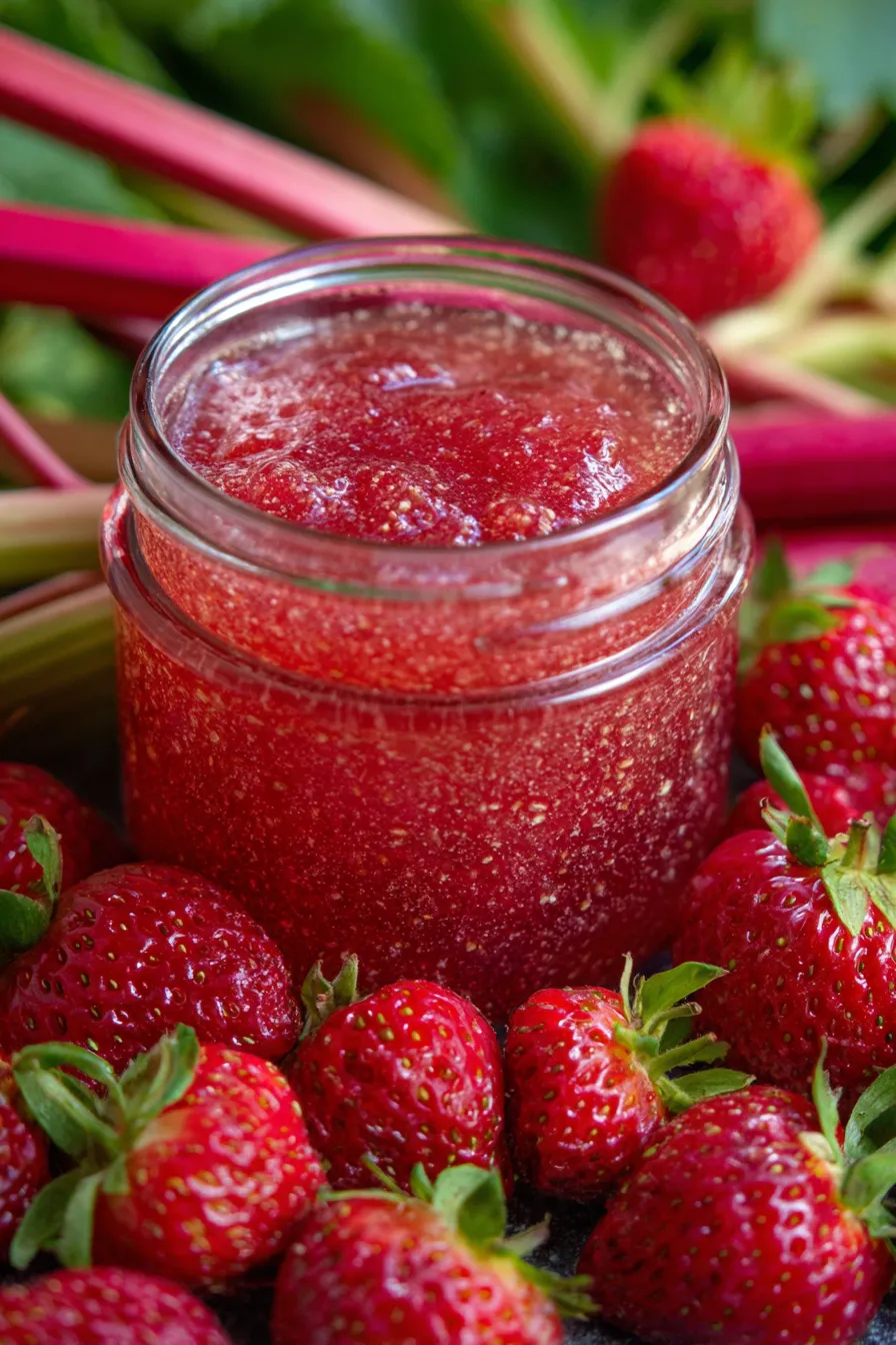 strawberry rhubarb jam-texture-spoon